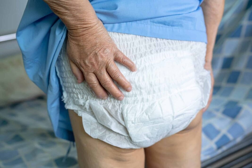 Asian senior or elderly old lady woman patient wearing incontine