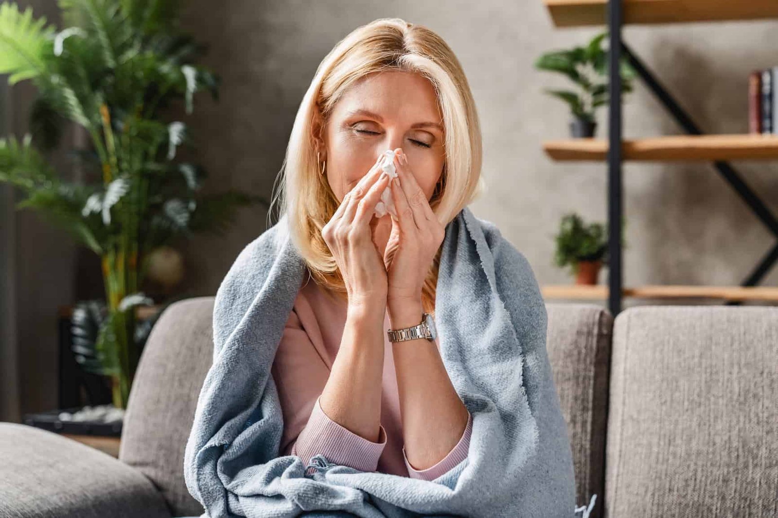 unhappy mature lady caught cold or suffering from 2022 06 14 17 36 13 utc