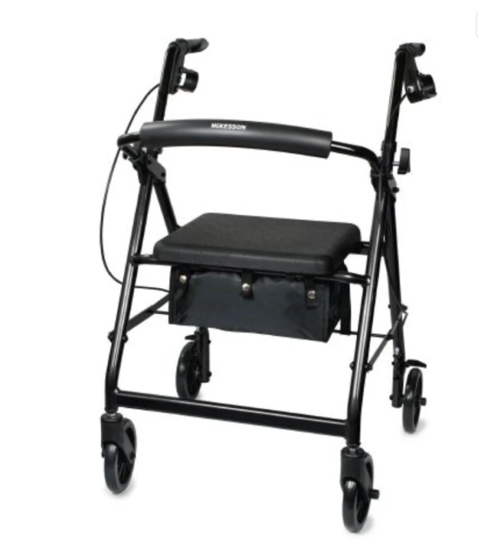 McKesson Folding 4 Wheel Rollator With Aluminum Frame